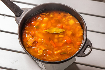 アウトドアでクッキング　Outdoor cooking made at the campsite
