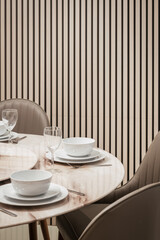 Table setting with plates and glasses