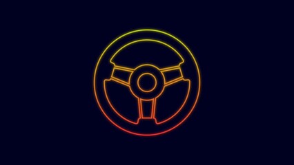 Glowing neon line Racing simulator cockpit icon isolated on blue background. Gaming accessory. Gadget for driving simulation game. 4K Video motion graphic animation