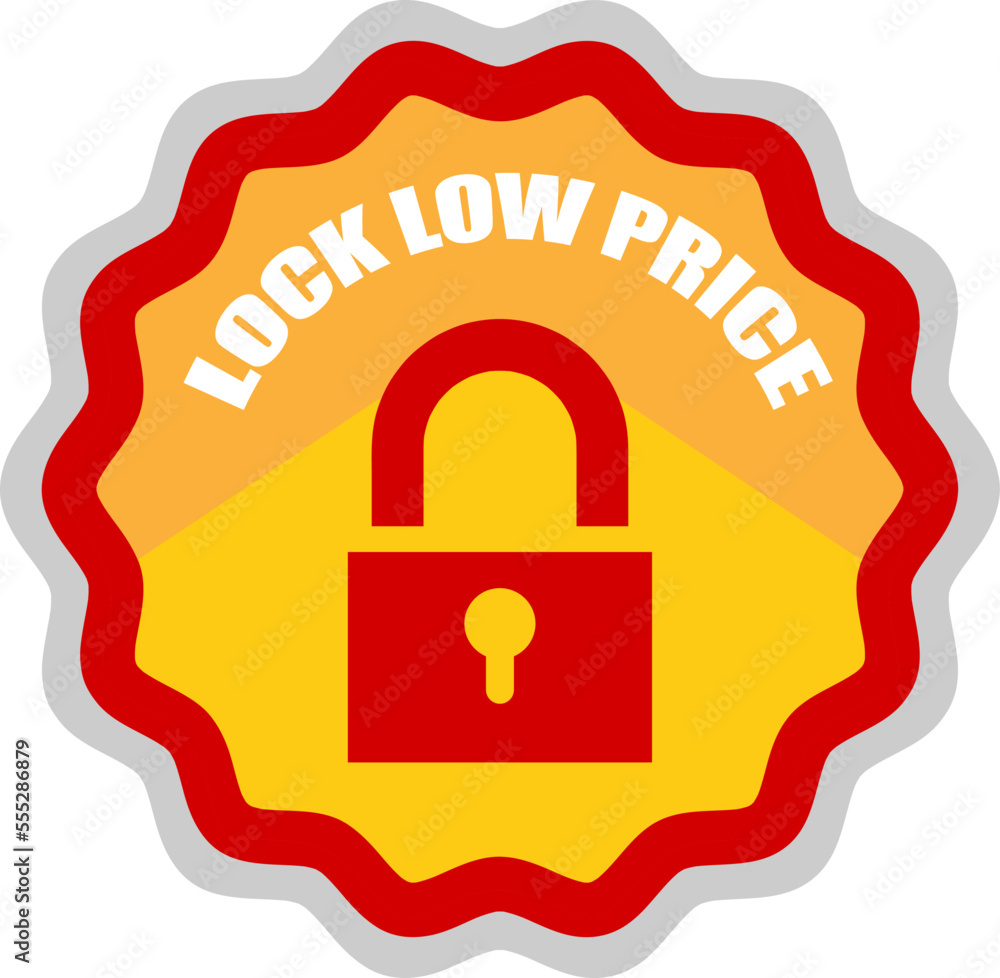 Poster label pointer with lock and text - lock low price. vector illustration..eps