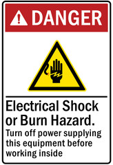 Electrical equipment sign and labels
