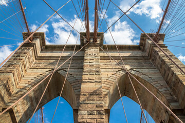 Brooklyn Bridge and Manhattan skyline, New York City, United States.