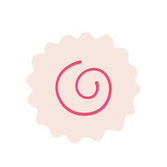 Narutomaki. Kamaboko. Cured fish cake with a pink swirl. Japanese food. Hand-drawn colored flat vector illustration isolated on white background. 