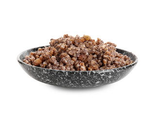 Plate of Kutya on white background