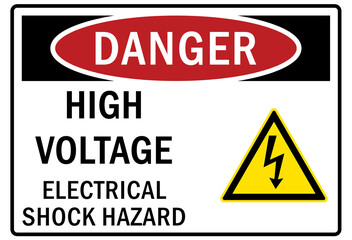 Electrical hazard sign and labels high voltage electrical shock hazard
