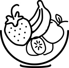 Plate fruit icon. Simple outline style. Vegetable bowl sign, healthy foods diet concept. Thin line vector illustration design..eps
