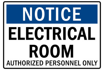 Electrical room sign and labels