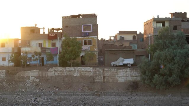 Village outside of Luxor at Sunset on the Nile River