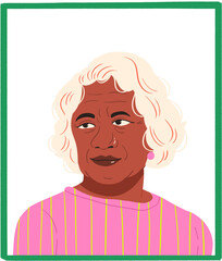 woman portrait hispanic elderly pink shirt transparent background