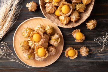 Cape gooseberry, golden berry or ground cherry (Physalis peruviana), Ripe orange fruit