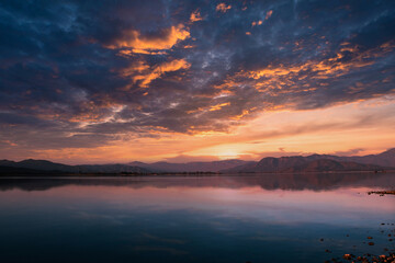 sunset over the lake
