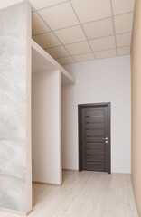 Empty office room with color walls and door. Interior design
