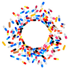A heap of various color medical pills