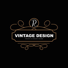 Fototapeta na wymiar Retro Vintage Design, Luxurious Minimalist Vector Ornament Logo, With Mandala And Batik Style, Product Brand Illustration, Invitation, Banner, Fashion