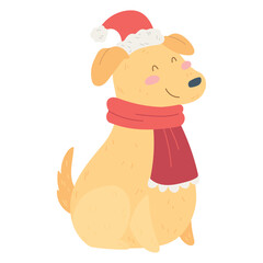 Isolated dog cartoon kawaii Christmas character Vector illustration