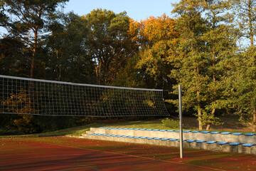 Fototapeta premium View of volleyball court with net outdoors
