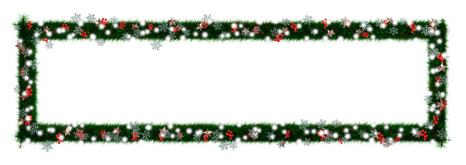 Beautiful christmas wreath 1 to 4 rectangle with sparkling illumination with snowflake and shiny stars and red berries on transparent background (RGBA 3D Rendering PNG)