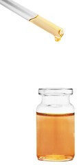 Cosmetic or medical glass bottle with a pipette