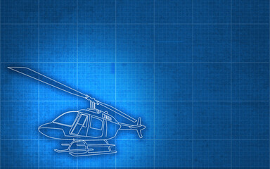 Line helicopter sketch blueprint illustration