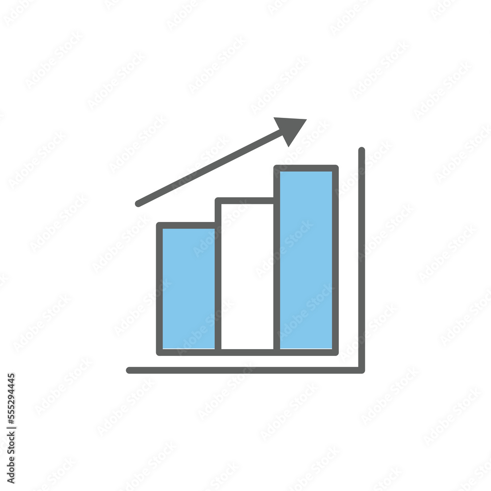 Poster graph icon illustration with up arrow. financial chart growth. two tone icon style. suitable for app