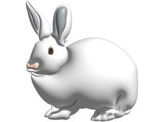 Rabbit in the form of a 3D rendering image. on a transparent background
