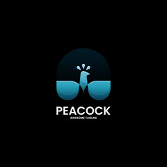 Vector Logo Illustration Peacock Gradient Colorful Style.