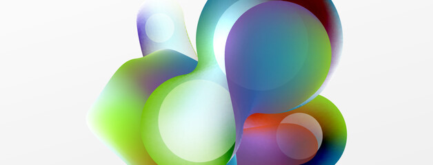 Fluid abstract background, round shapes and circle flowing design for wallpaper, banner, background or landing