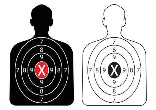 Paper target on the shooting range. Shooting range, vector illustration.