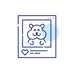 Picture of a happy hamster on social media. Pixel perfect, editable stroke line icon