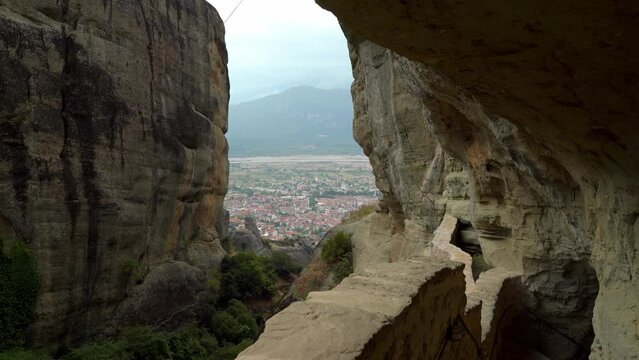 Stone Stairs in one of the Ortodox Monasteries in Meteora rock formation in Greece