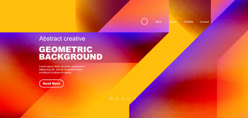 Fluid gradient geometric triangles, abstract landing page background. Minimal shapes composition for wallpaper, banner, background, leaflet, catalog, cover, flyer