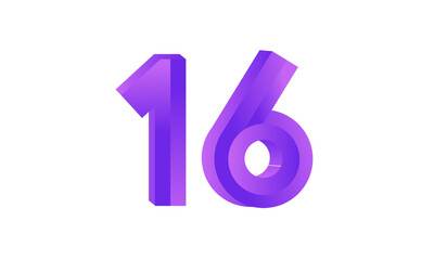 16 Number New Fresh Purple Business Logo