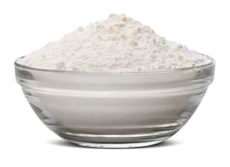 Glass bowl of White wheat flour