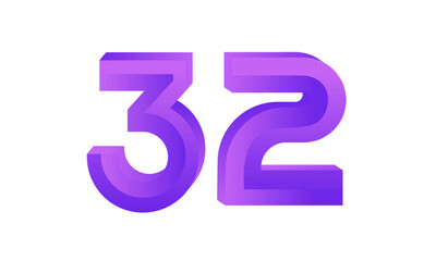 32 Number New Fresh Purple Business Logo