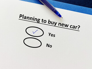 Questionnaire about vehicles