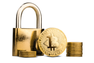 Golden bitcoin are stacked  coin