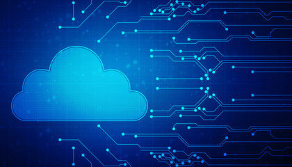 2d illustration of Cloud computing, Digital Cloud computing and network Concept background. Cyber technology, internet data storage, database and Internet server concept