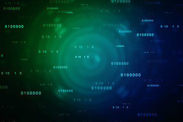 Binary Code Background, Digital Abstract technology background, flowing number one and zero text in binary code format in technology background. Internet Big data Concept