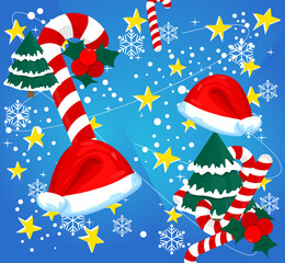 Christmas Background illustration. Cartoon holiday event poster.