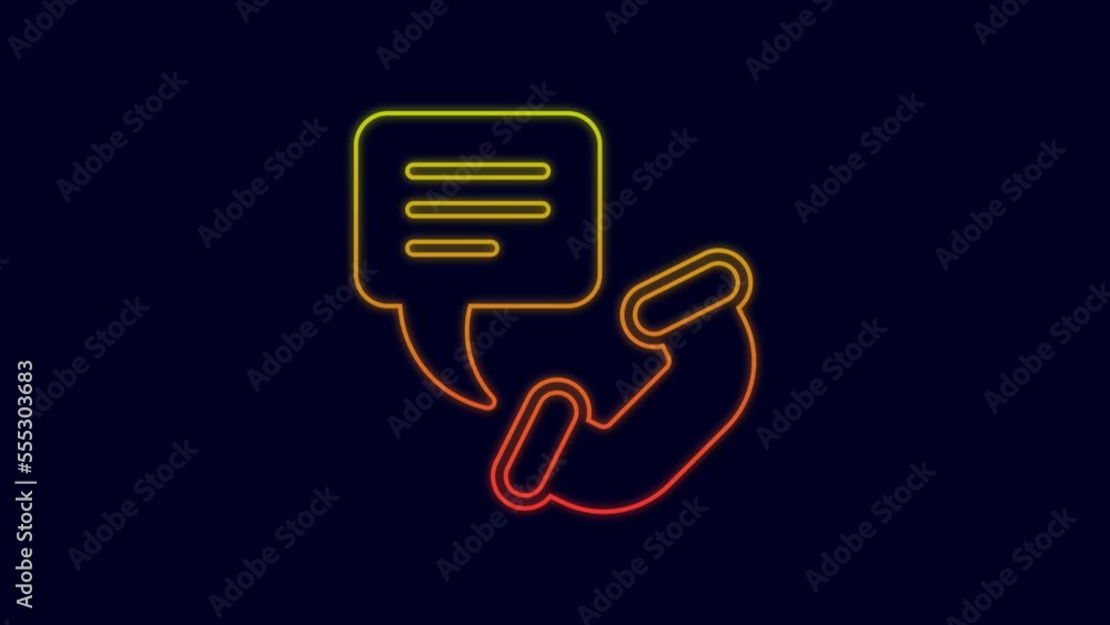 Canvas Prints Glowing neon line Telephone 24 hours support icon isolated on blue background. All-day customer support call-center. Full time call services. 4K Video motion graphic animation