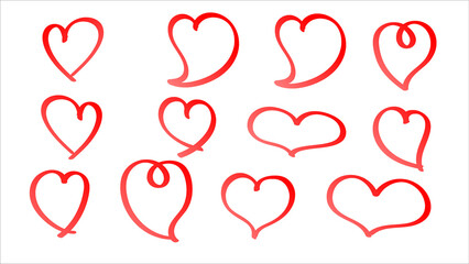 red heart doodle vector illustration