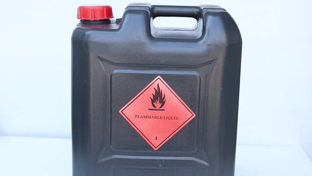 Flammable liquid symbol on the chemical tank, hazardous chemicals in the industry or laboratory 