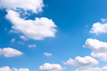 Naklejka na ściany i meble White clouds bright blue sky summer image background