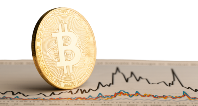 Golden cryptocurrencys Bitcoin on chart