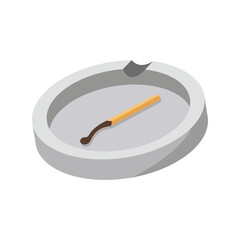 Ceramic ashtray with matches. Flat vector illustration