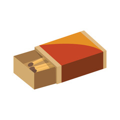Matchstick vector image. Opened matchbox, design illustration in flat style