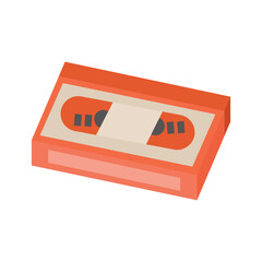 Retro classic cassette tape clip art color vintage audio radio music record, flat design illustration