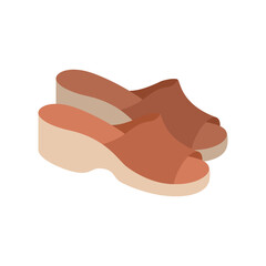 Flat vector illustration of women's summer sandals. Open sandals with high heels