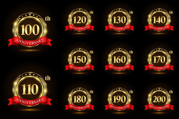 Anniversary Logo Collection. Set of Anniversary Logo Design with Golden Numbers for Celebration Event, Wedding, Invitation Card, Greeting Card, Logo Vector Illustration