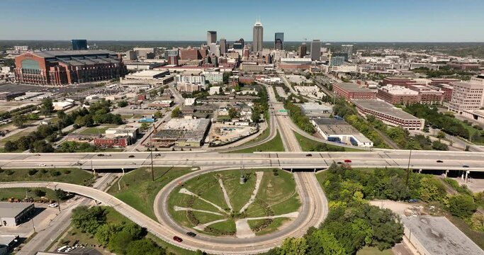 Indianapolis Indiana Fly IN Town Center Tower Fountain 4K UHD